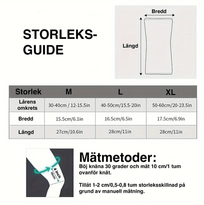Storleksguide för kompressionsknästöd 360