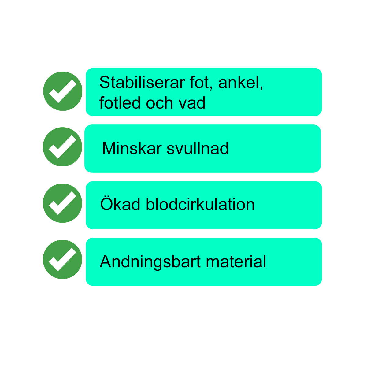 versikt av strumpornas stödjande och ventilerande egenskaper
