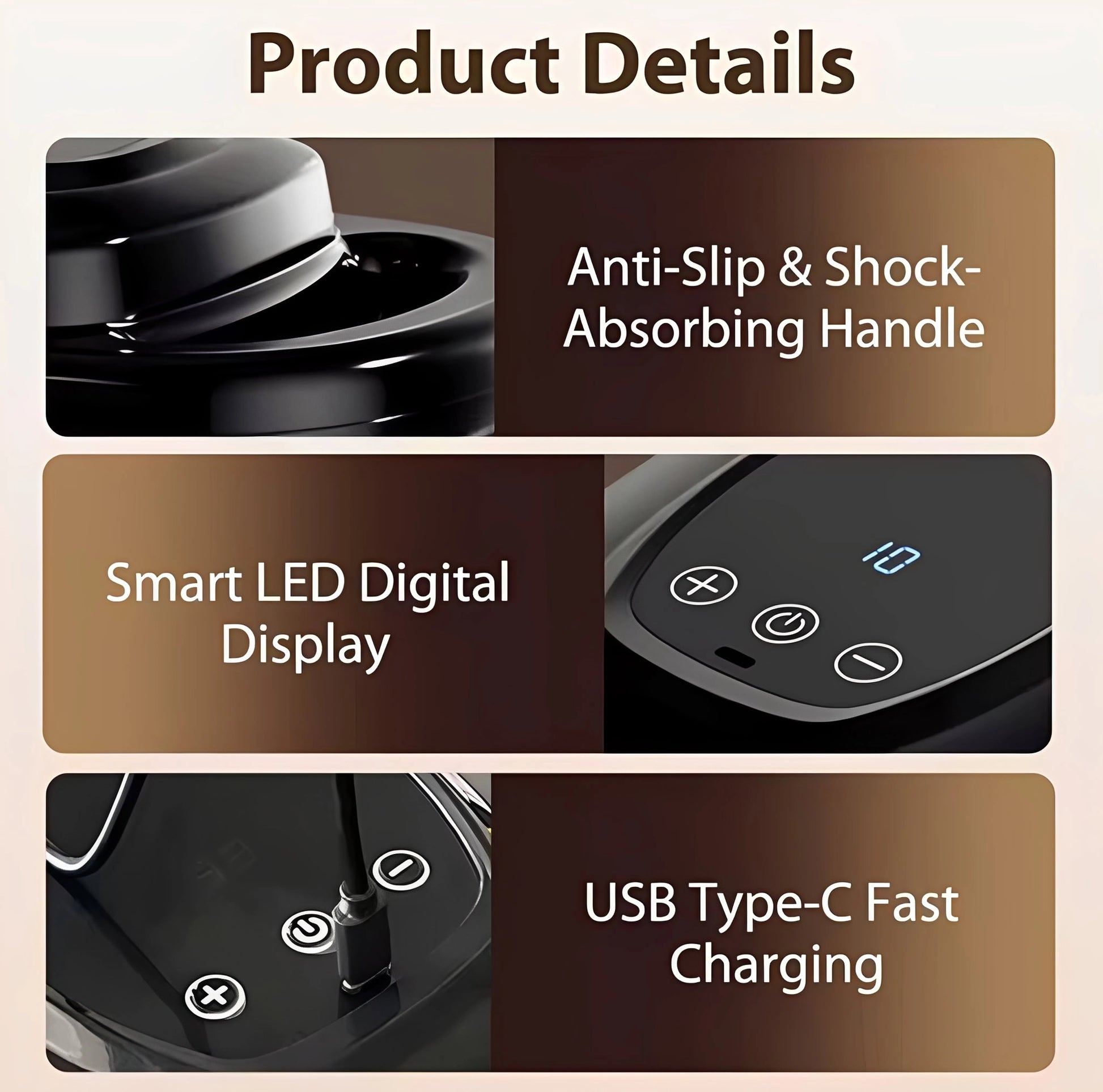 Kontrollpanel med inställningar för massage och värme