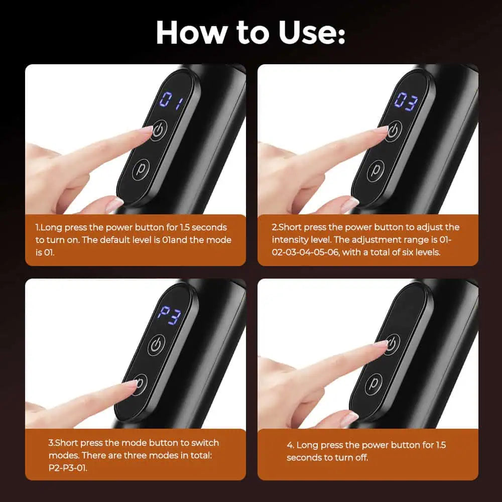 Användning av massagepistol på ryggmuskler