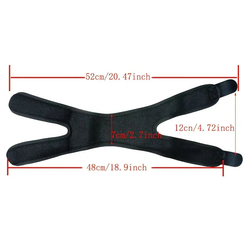 Storleksguide som visar mått på justerbart knästöd i centimeter och tum