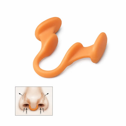 Orange näsvidgare i silikon med mjuk och följsam konstruktion, utformad för att hålla näsgångarna öppna.
