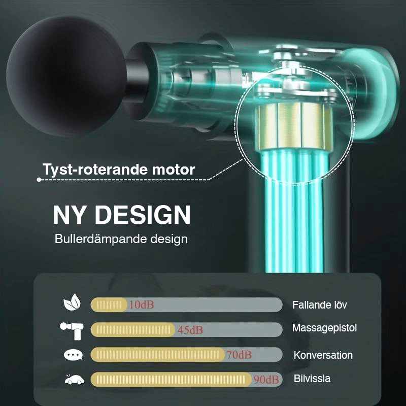 Massagepistol använd på muskelområde för avslappning