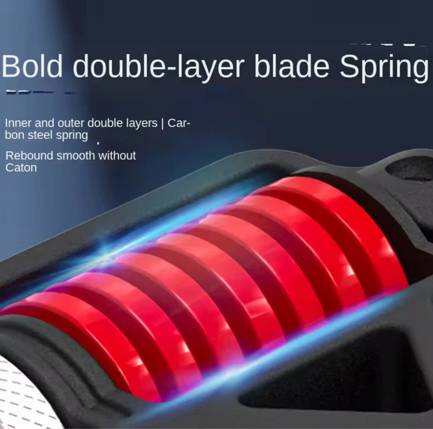 Detaljbild av fjädermekanism med dubbla lager för jämnt motstånd