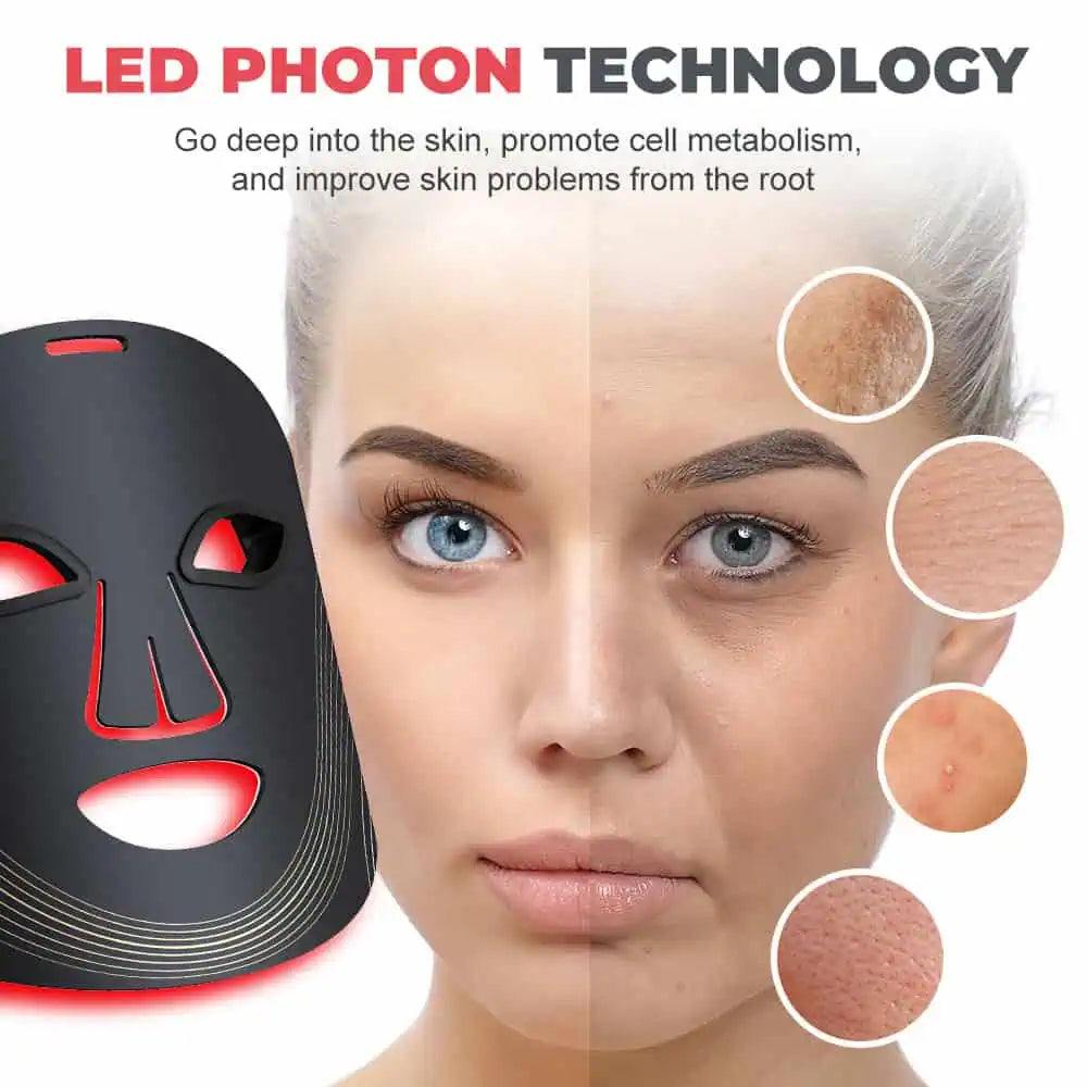 LED-rödljusmask som stimulerar kollagen och hudförnyelse