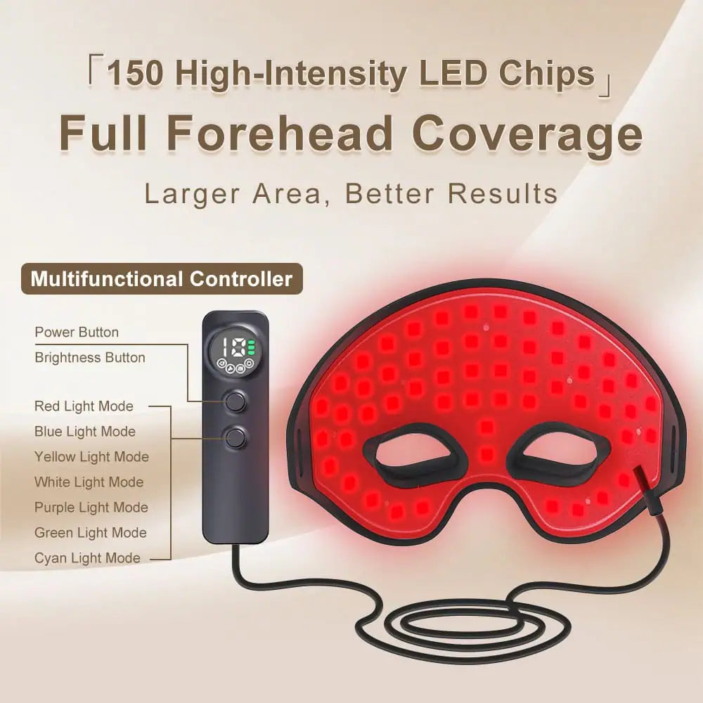Rödljusterapi ögonmask med rött LED-ljus för pann- och ögonområde