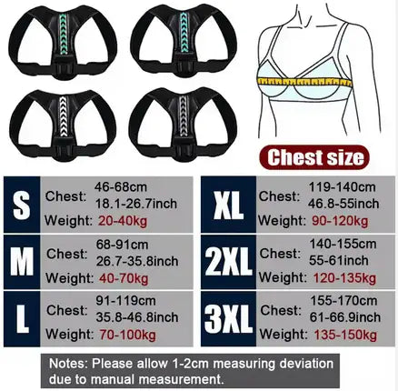 Storleksguide för ryggstödet