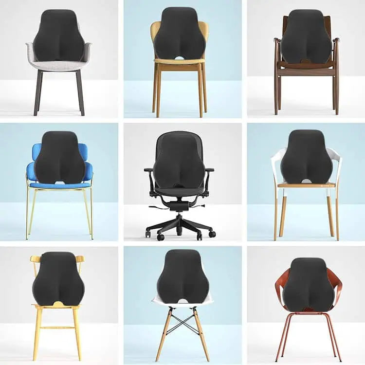 Ryggstödskuddden placerad på olika typer av stolar