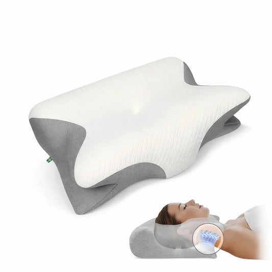 Ergonomisk sovkudde Sleepease som ger stöd för nacke och axlar vid rygg- och sidoläge