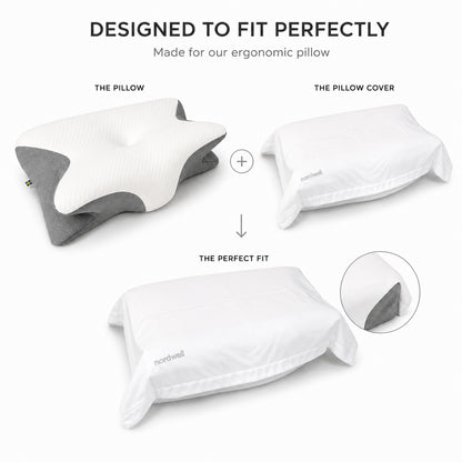 Örngottets form följer kuddens ergonomiska design perfekt