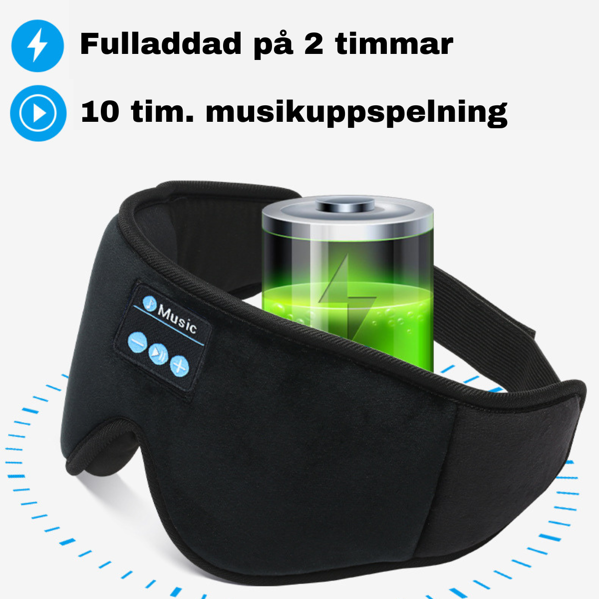 Søvnmaske med indbyggede hovedtelefoner til dybere søvn