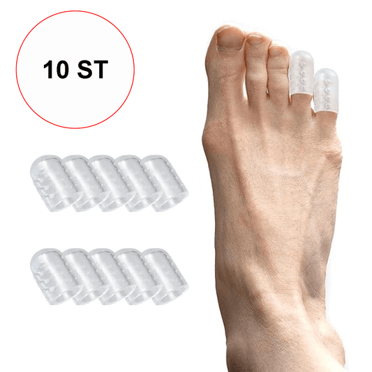 Tåskydd i mjuk silikon placerade på tårna