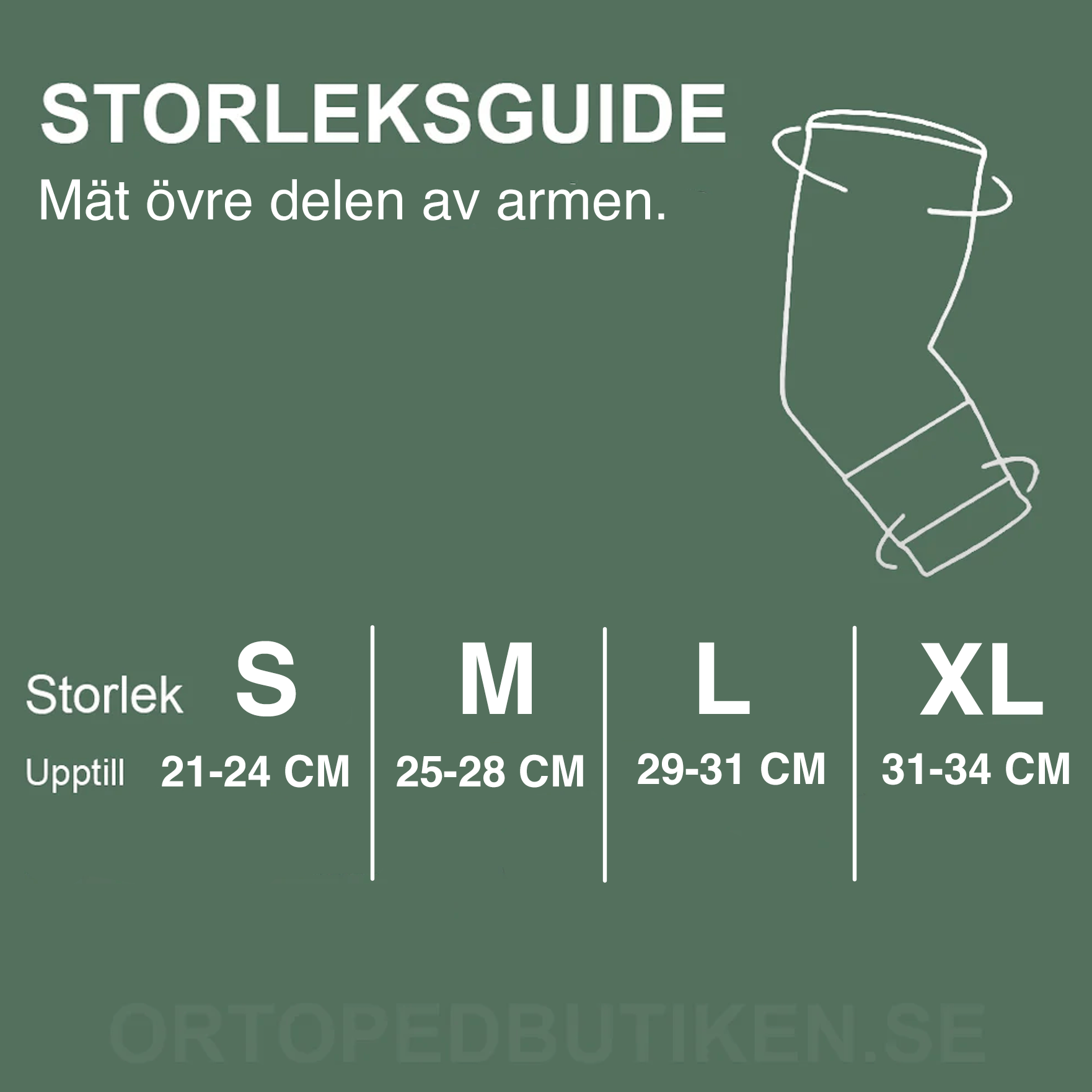 Storleksguide för tennisarmbågsstöd med kompression