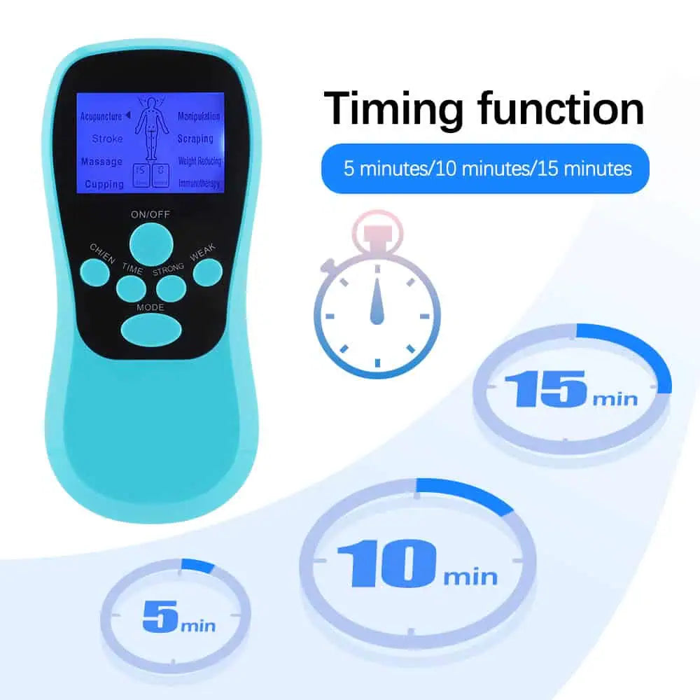 Tidsfunktion och programval på TENS massageapparat