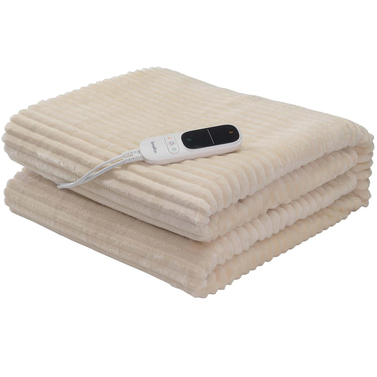 Terraillon Koomy värmefilt 180x130 cm i Cream, hopvikt med digital fjärrkontroll