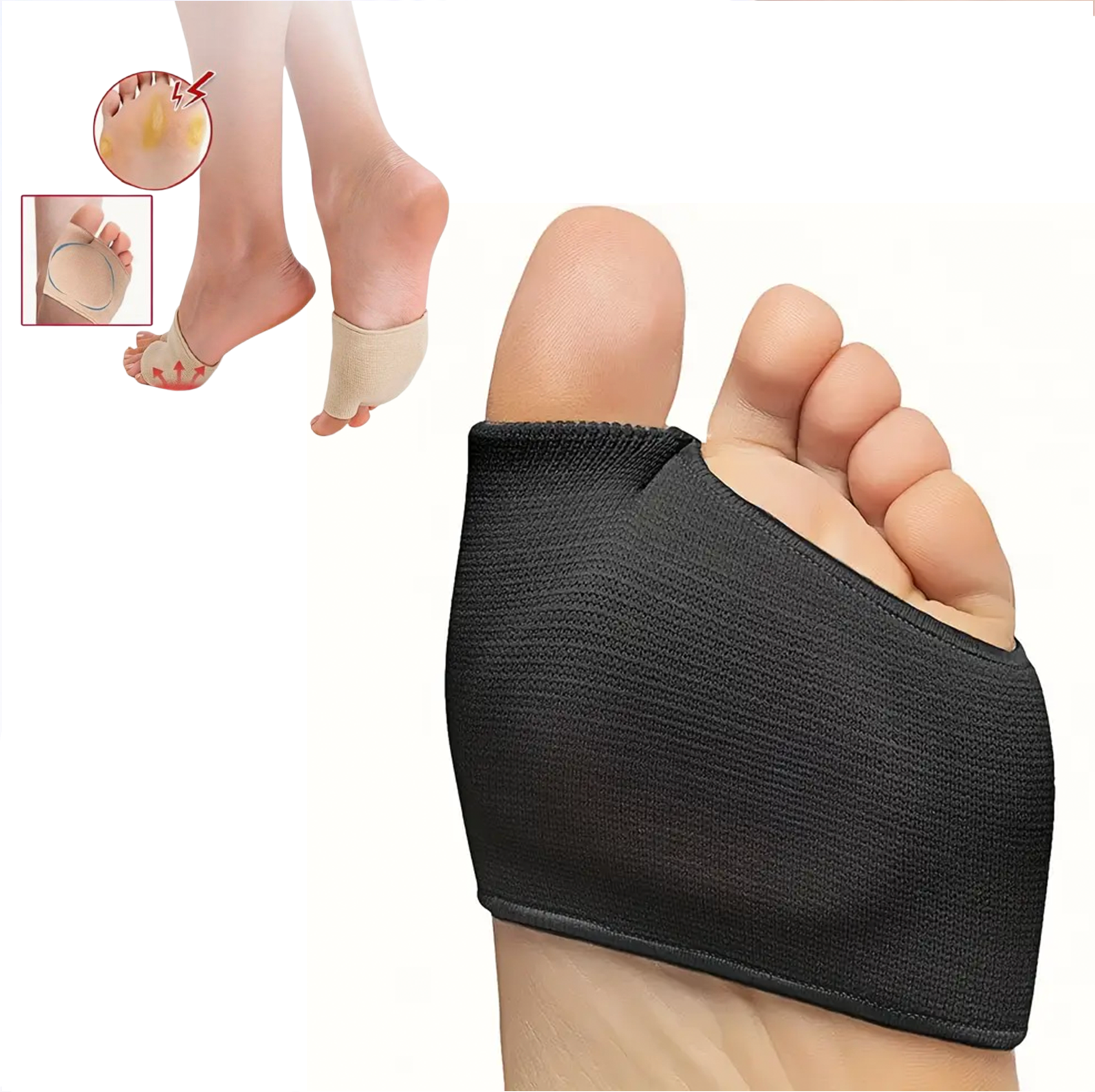 Tryckavlastande fotdynor som ger stöd under framfoten och lindrar smärta vid belastning