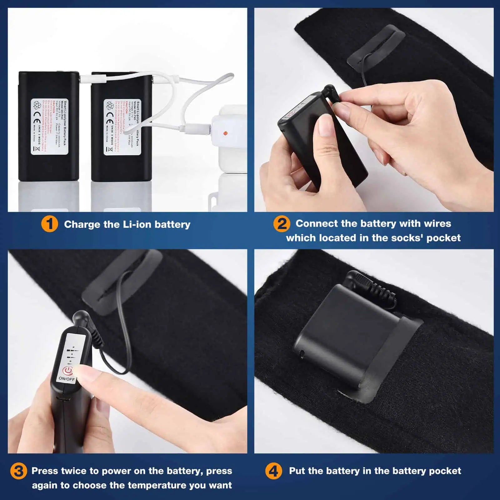 Beskrivning hur man använder värmestrumporna