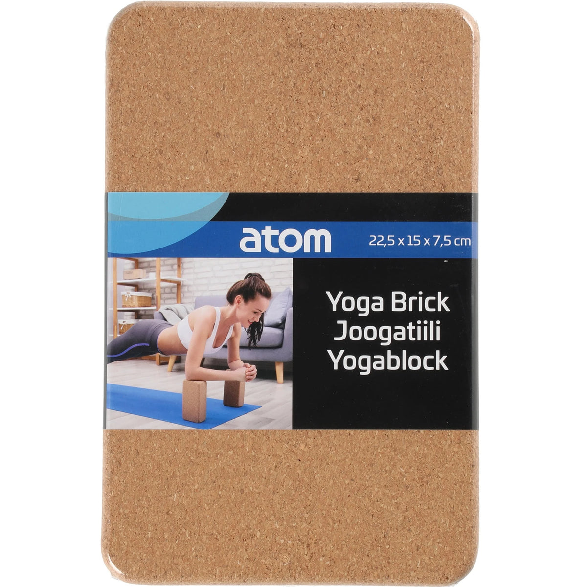 Atom yogablock i kork 22,5 x 15 x 7,5 cm med originalförpackning